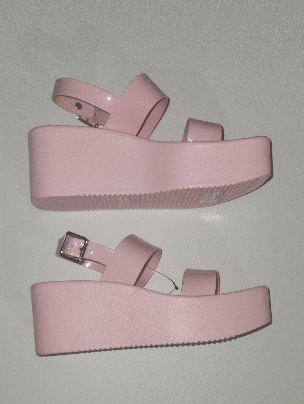 New Forever 21 Bubble Gum Pink Chunky Two Strap Platform Sandals Size 8